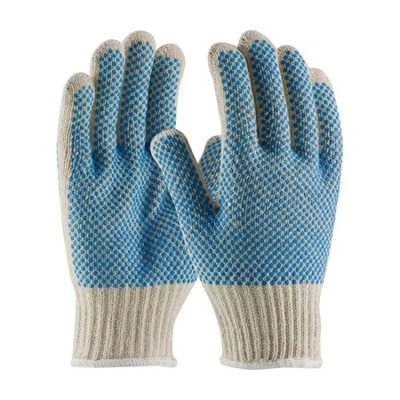 Pip Seamless Knit Cotton / Polyester Glove with Double-Sided PVC Dense Dot Grip - 7 Gauge, 12PK 37-C512PDD-BL/L